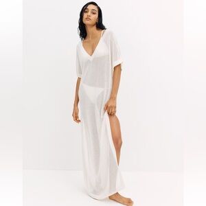Pointelle-Knit Beach Dress Bathingsuit Cover Up
